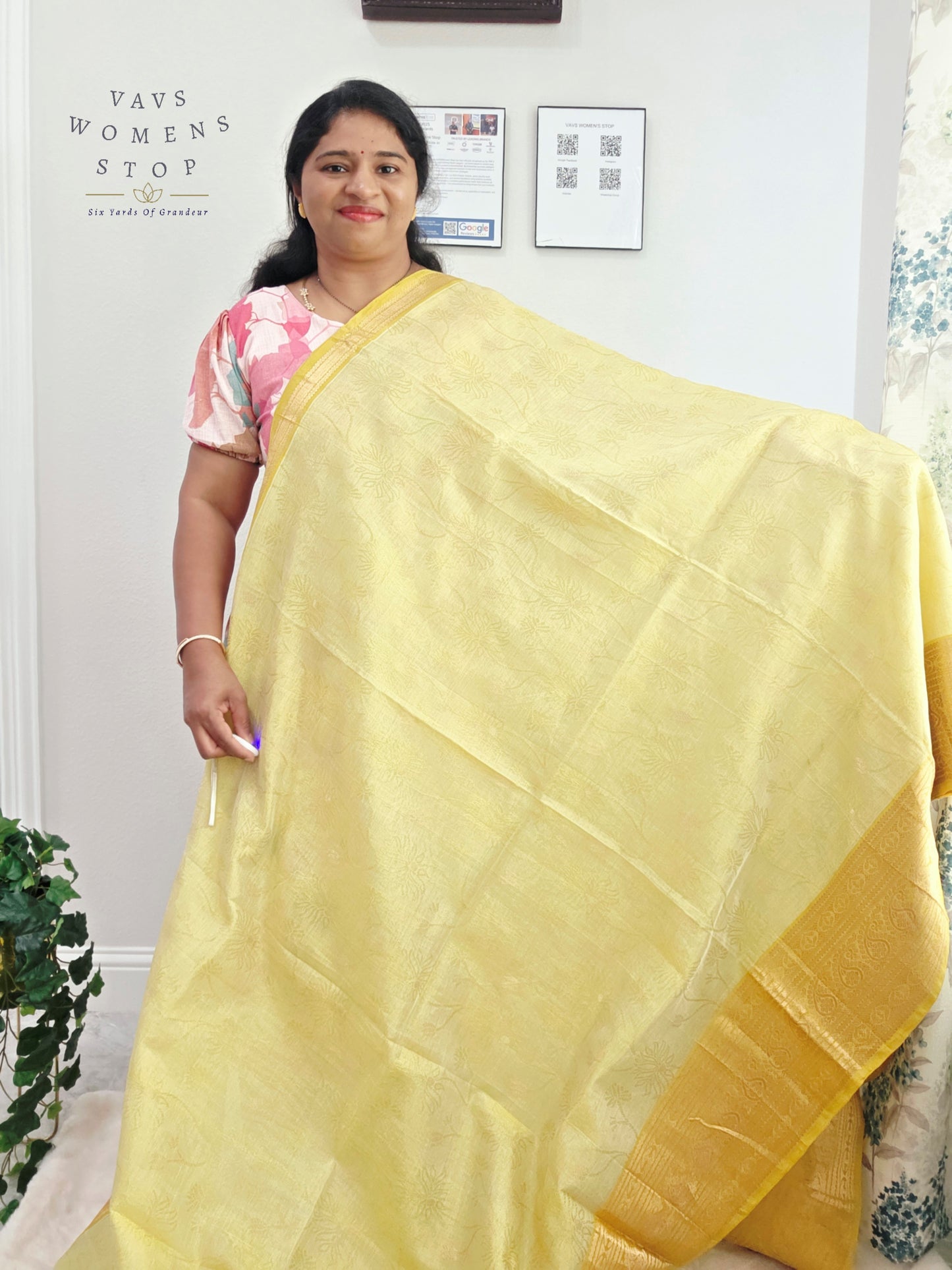 Pistachio Green Mangalagiri Pattu Silk Cotton Handloom Saree with Lime Gold Zari Border & Designer Stitched Blouse