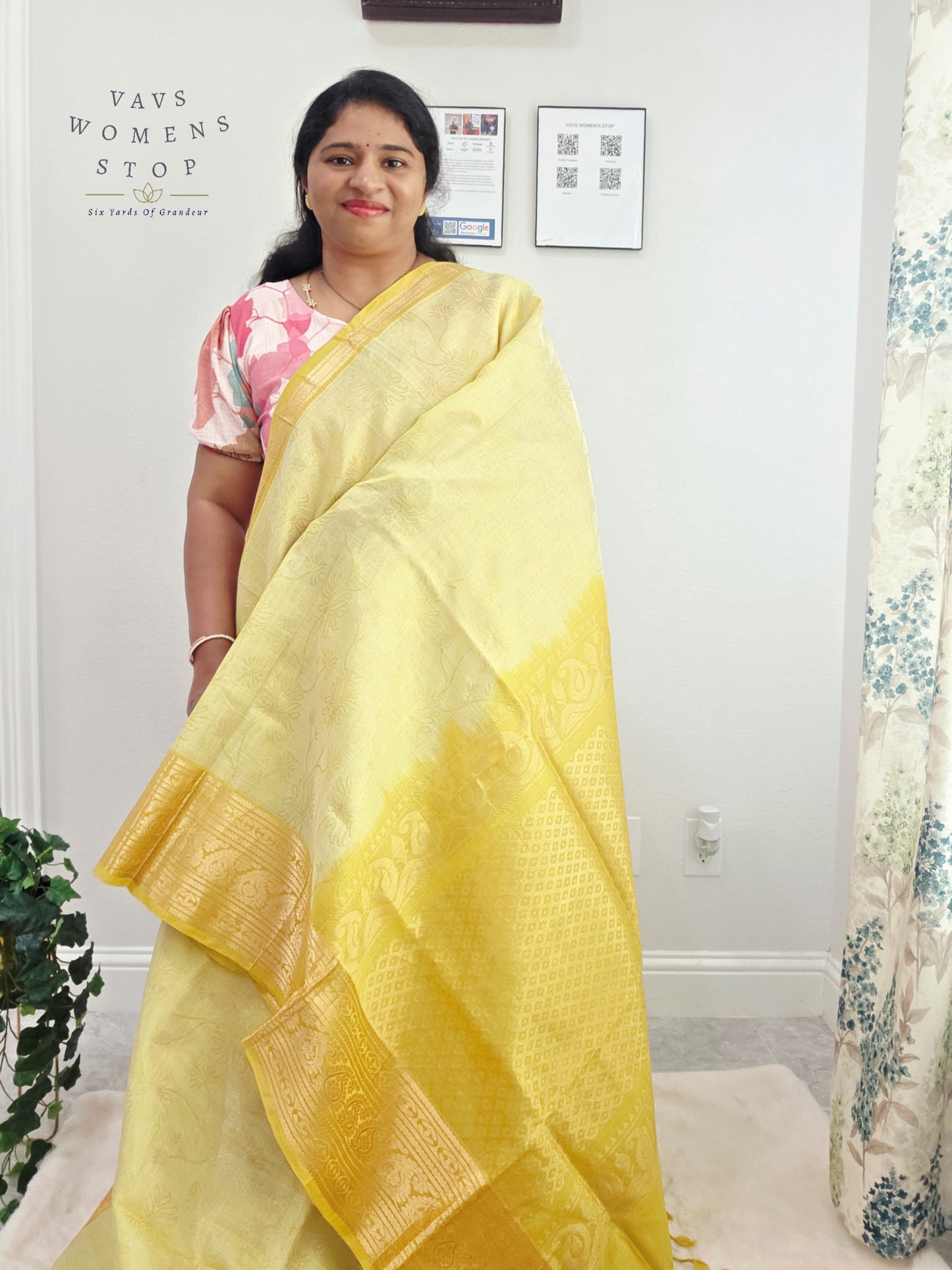 Pistachio Green Mangalagiri Pattu Silk Cotton Handloom Saree with Lime Gold Zari Border & Designer Stitched Blouse