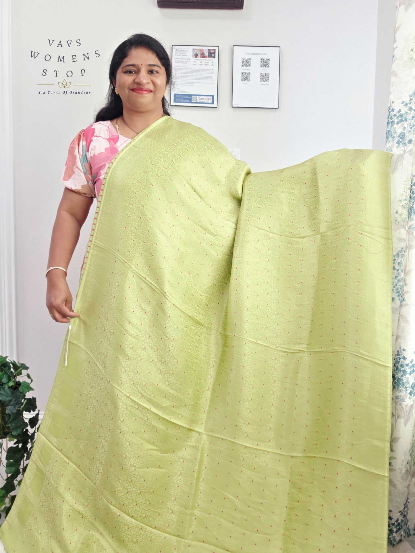 Pistachio Lime H.O Crepe Silk Saree with Designer Stitched Blouse