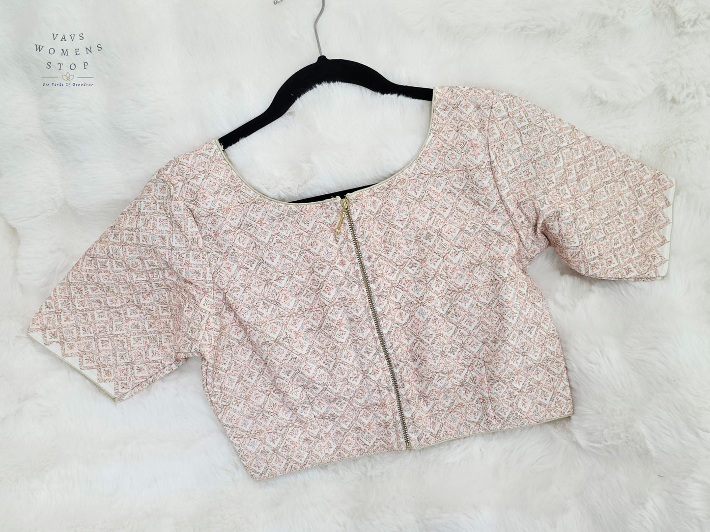 Ivory Blush Appliqué Style Soft Silk Cotton Designer Blouse