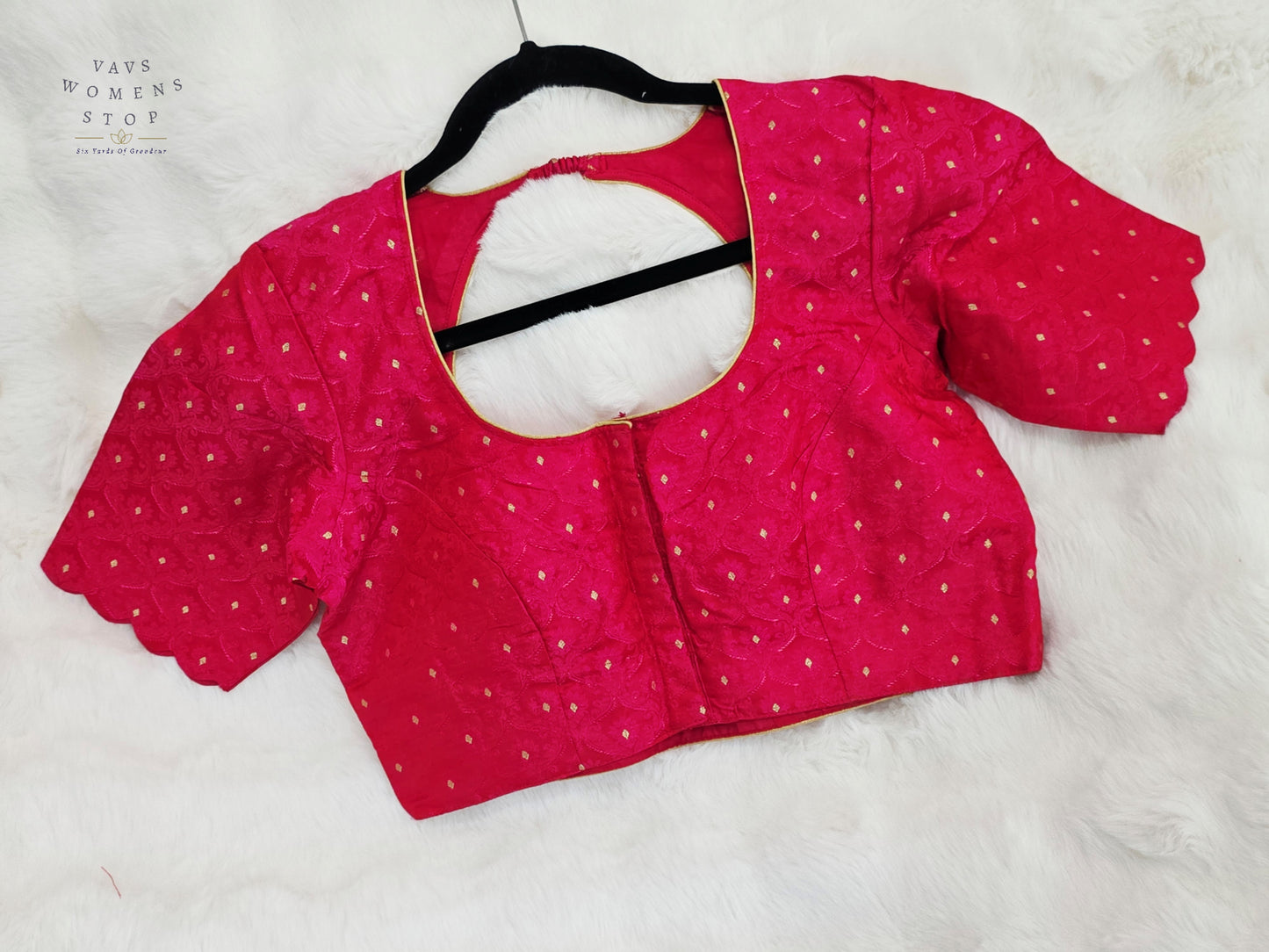 Luxury Royal Rani Pink Benarasi Silk Designer Blouse with Gold Butta Weaving