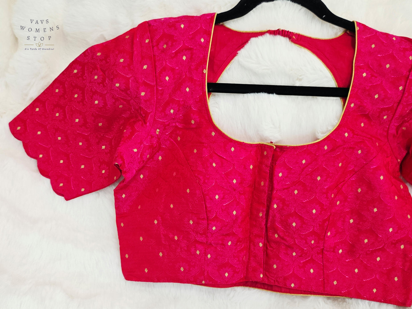 Luxury Royal Rani Pink Benarasi Silk Designer Blouse with Gold Butta Weaving