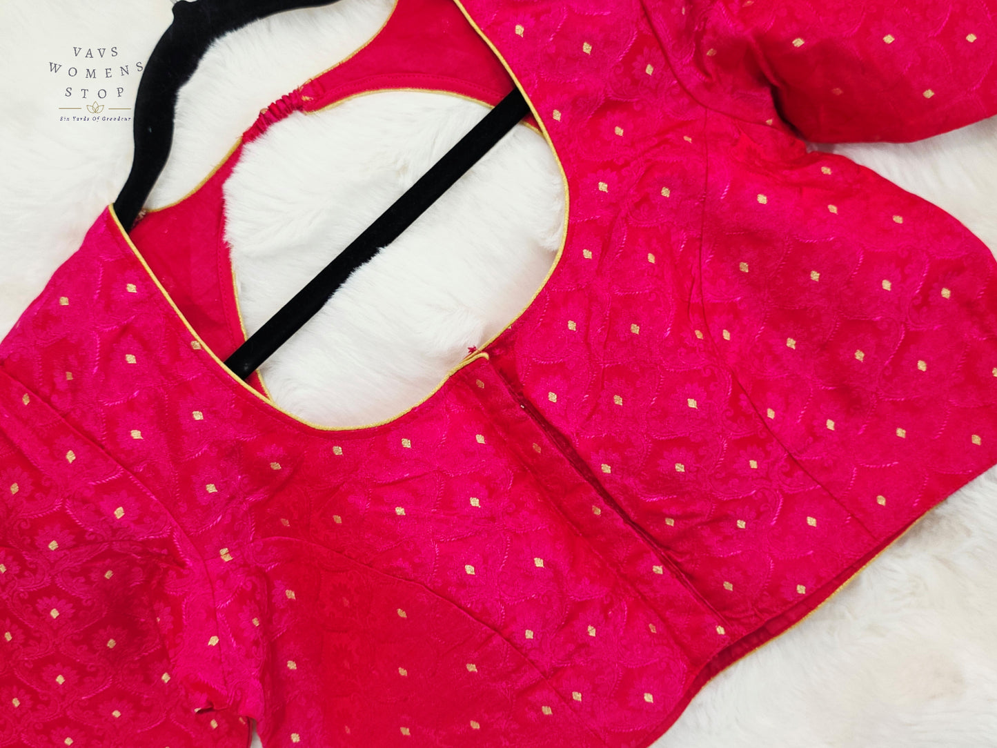 Luxury Royal Rani Pink Benarasi Silk Designer Blouse with Gold Butta Weaving
