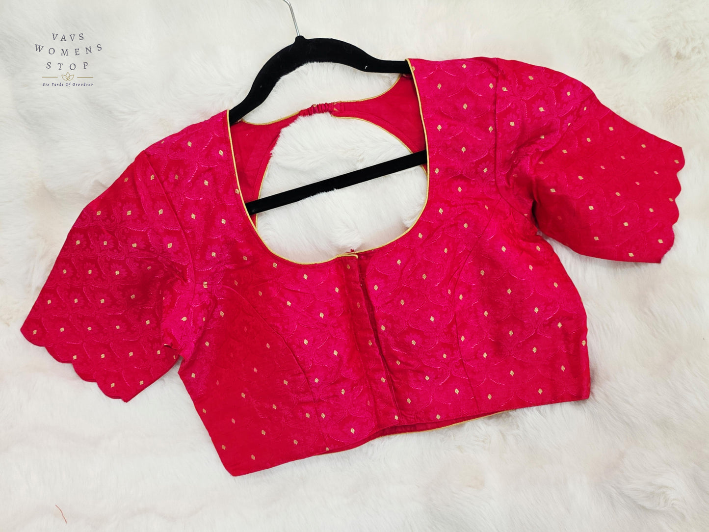Luxury Royal Rani Pink Benarasi Silk Designer Blouse with Gold Butta Weaving