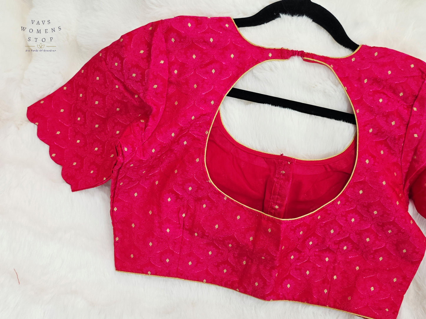 Luxury Royal Rani Pink Benarasi Silk Designer Blouse with Gold Butta Weaving