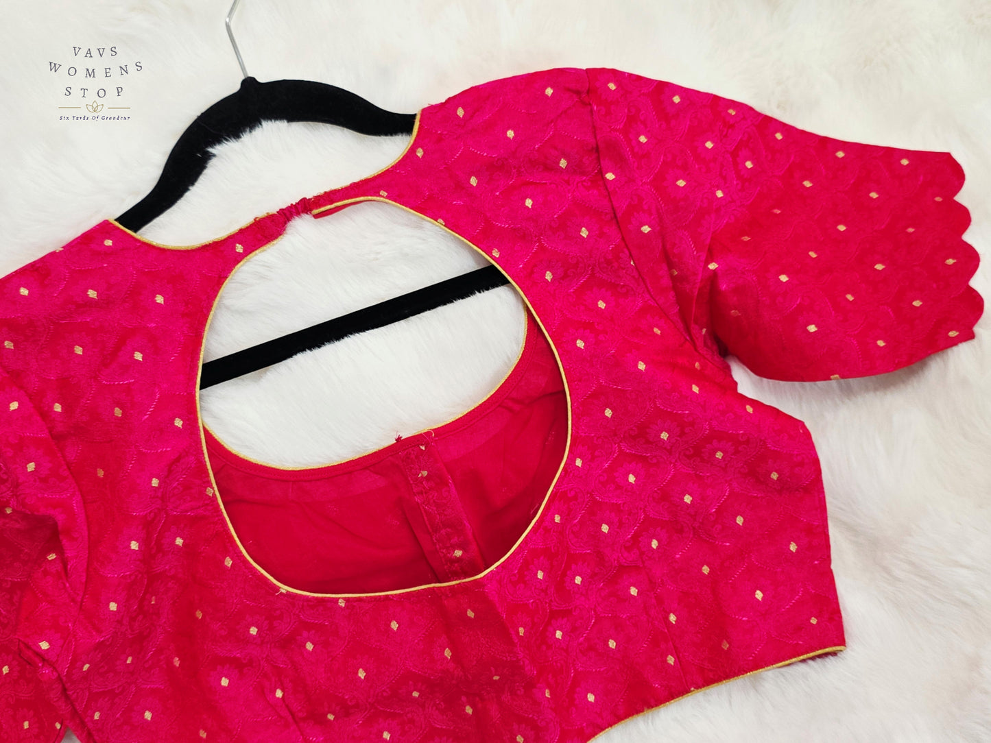 Luxury Royal Rani Pink Benarasi Silk Designer Blouse with Gold Butta Weaving