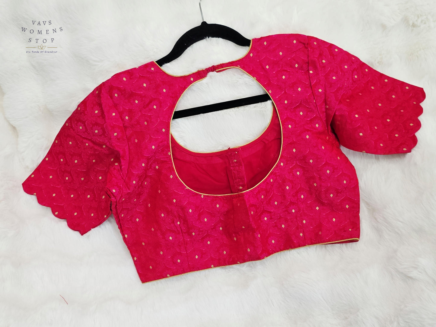 Luxury Royal Rani Pink Benarasi Silk Designer Blouse with Gold Butta Weaving