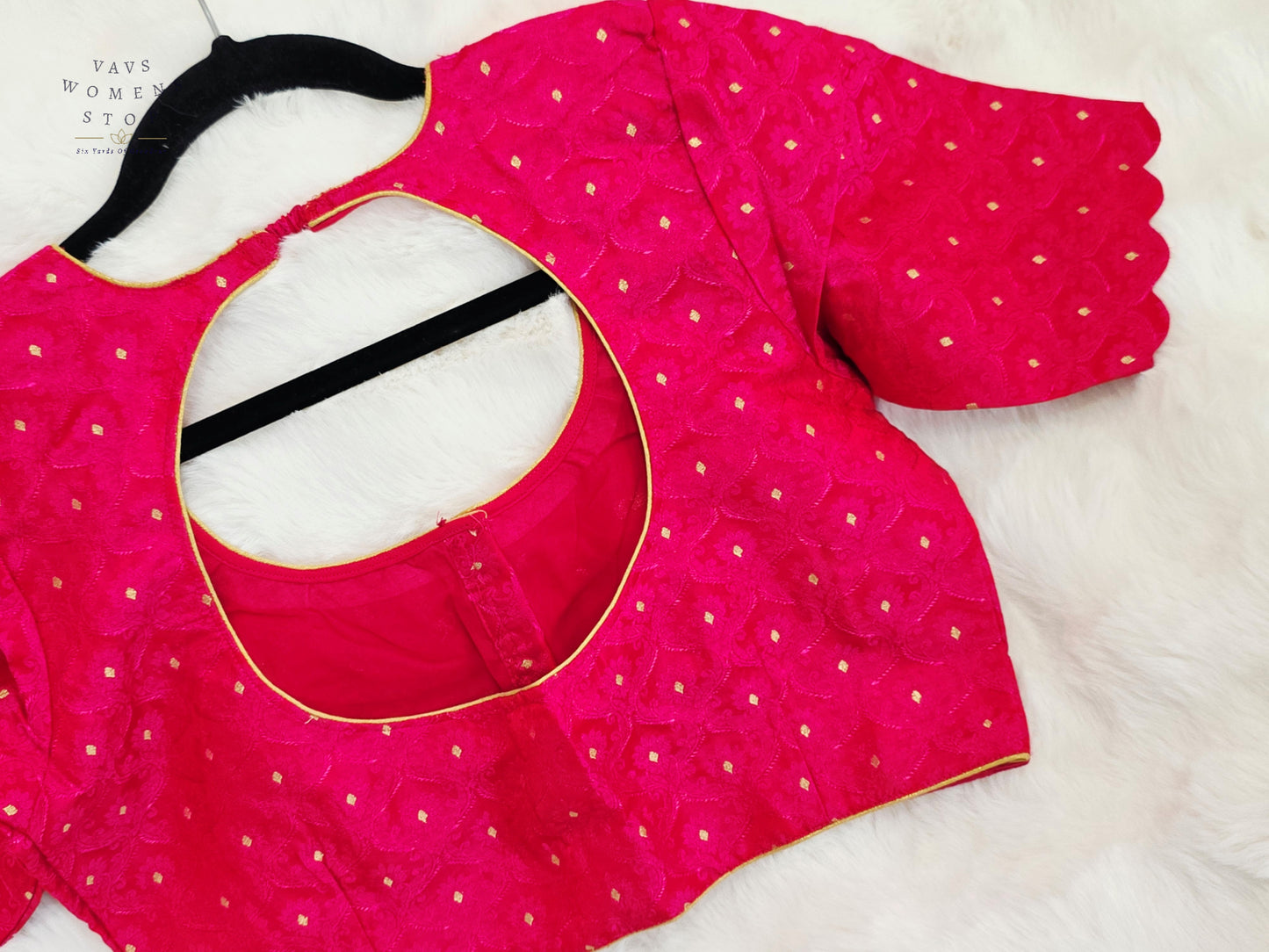 Luxury Royal Rani Pink Benarasi Silk Designer Blouse with Gold Butta Weaving