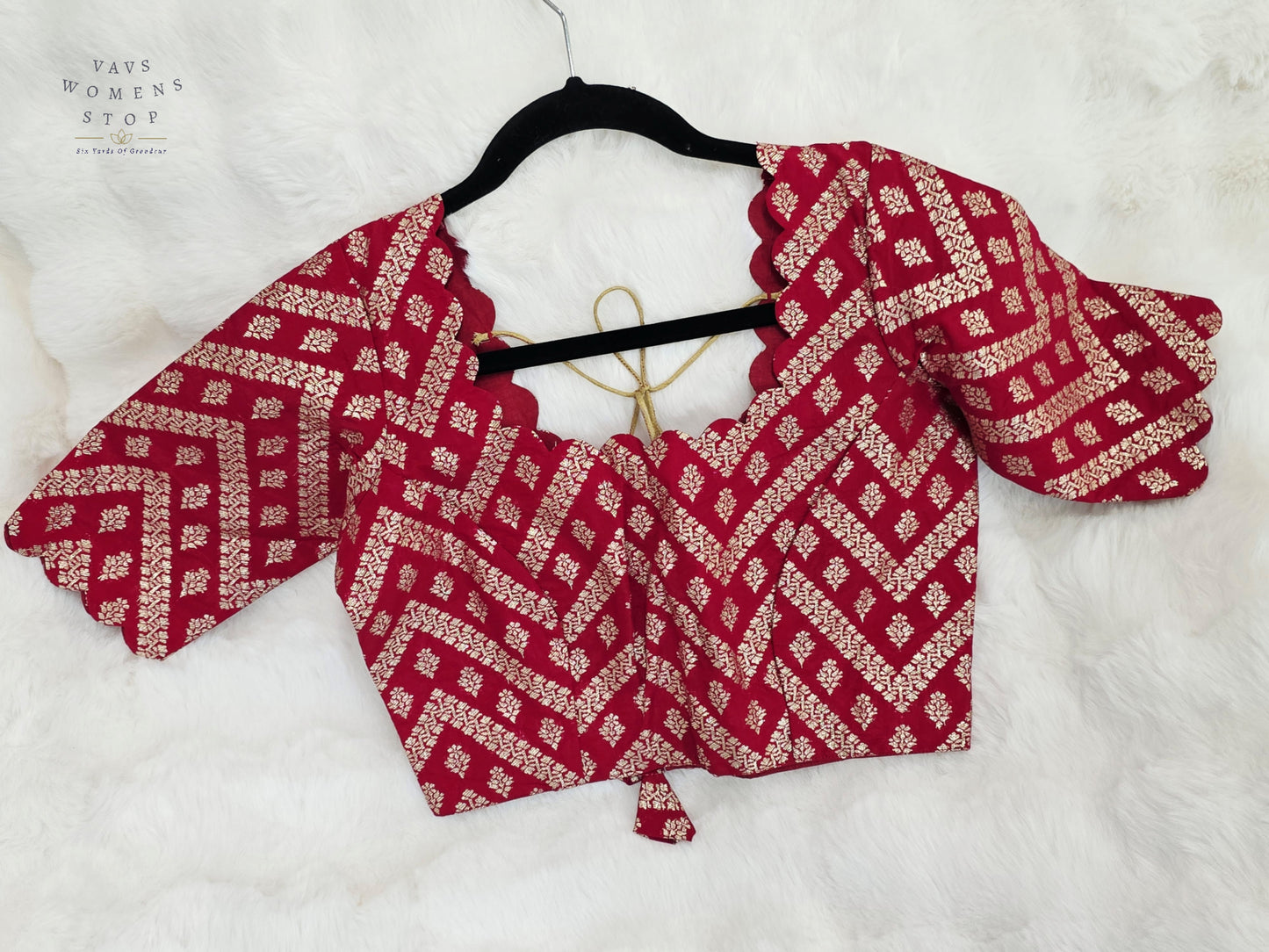 Royal Burgundy Maroon Munga Benarasi Silk Designer Stitched Blouse | Size 34-40