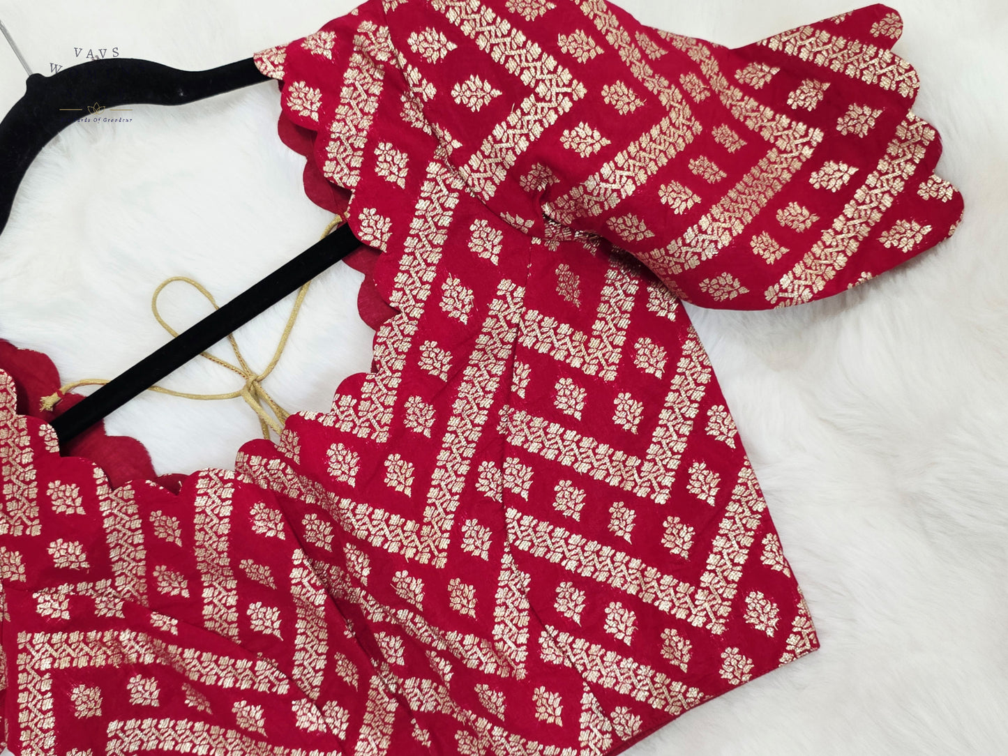 Royal Burgundy Maroon Munga Benarasi Silk Designer Stitched Blouse | Size 34-40