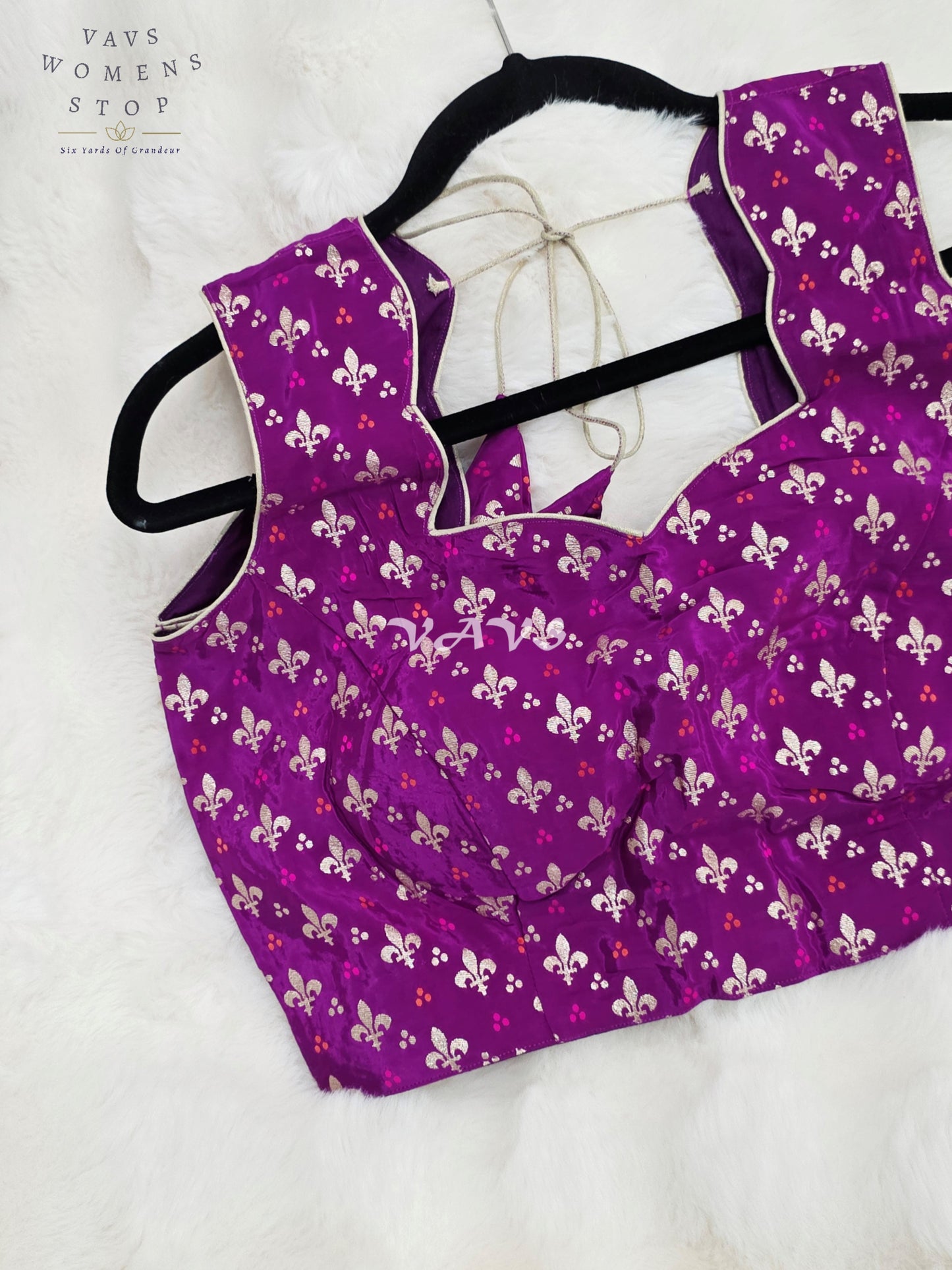 Royal Imperial Orchid Purple Sleeveless Munga Benarasi Brocade Designer Blouse