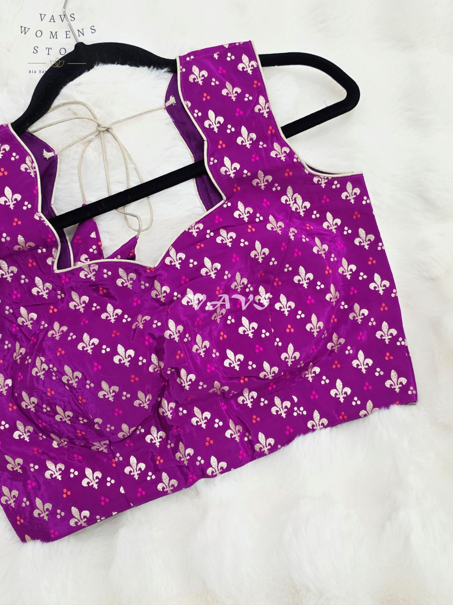 Royal Imperial Orchid Purple Sleeveless Munga Benarasi Brocade Designer Blouse