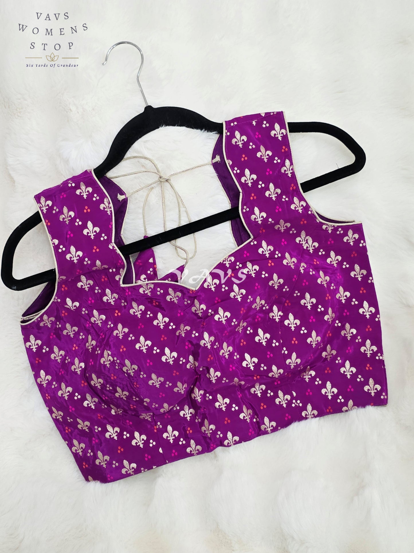 Royal Imperial Orchid Purple Sleeveless Munga Benarasi Brocade Designer Blouse