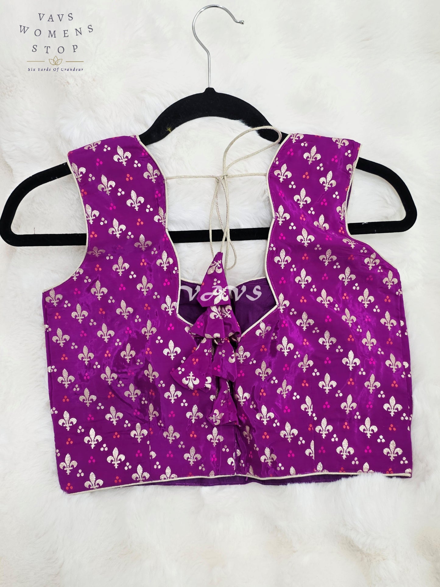 Royal Imperial Orchid Purple Sleeveless Munga Benarasi Brocade Designer Blouse
