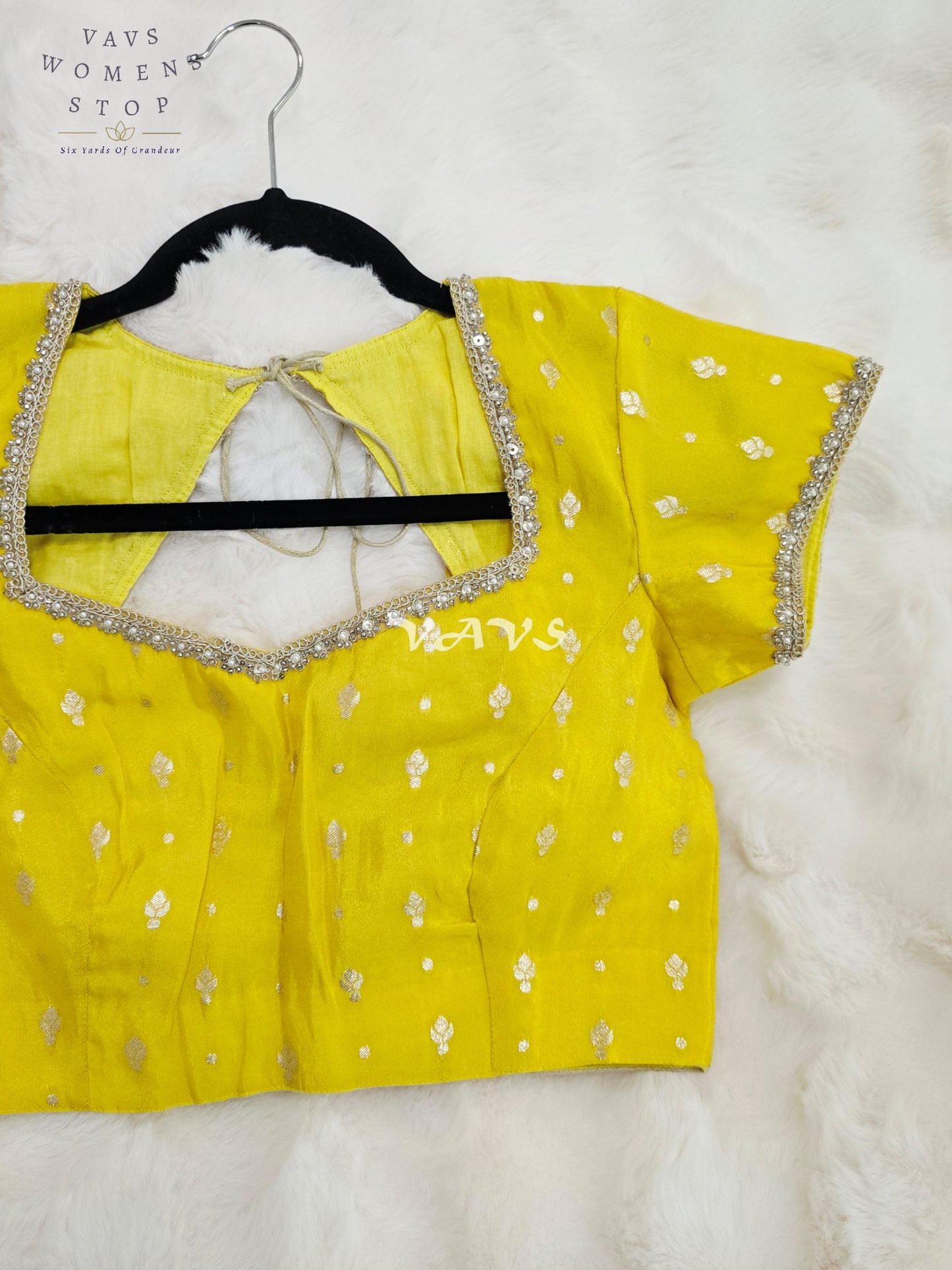 Royal Sunlit Marigold Yellow Munga Tissue Banarasi Blouse with Light Gold Zari Buttas | Size 36-42