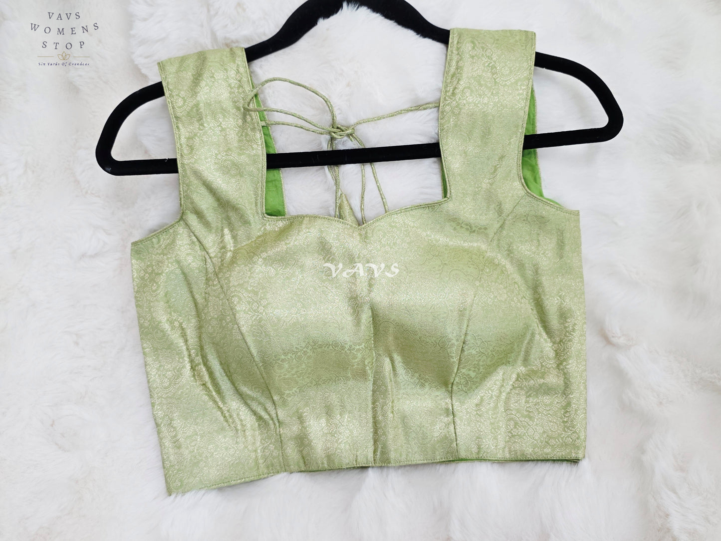 Royal Celadon Mint Green Sleeveless Brocade Banarasi Designer Blouse with Self Weave