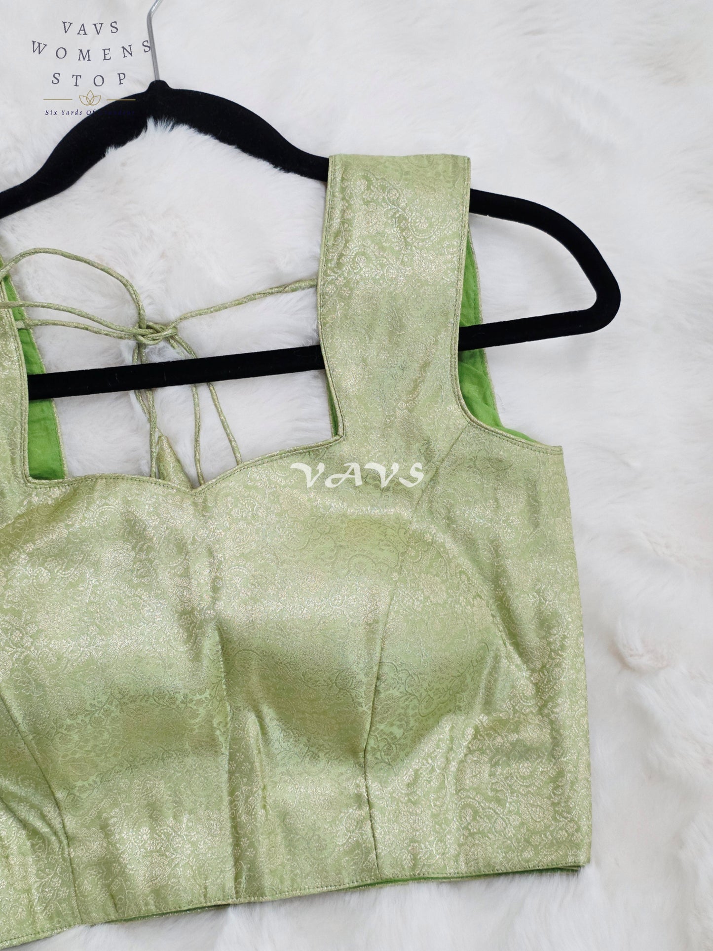 Royal Celadon Mint Green Sleeveless Brocade Banarasi Designer Blouse with Self Weave