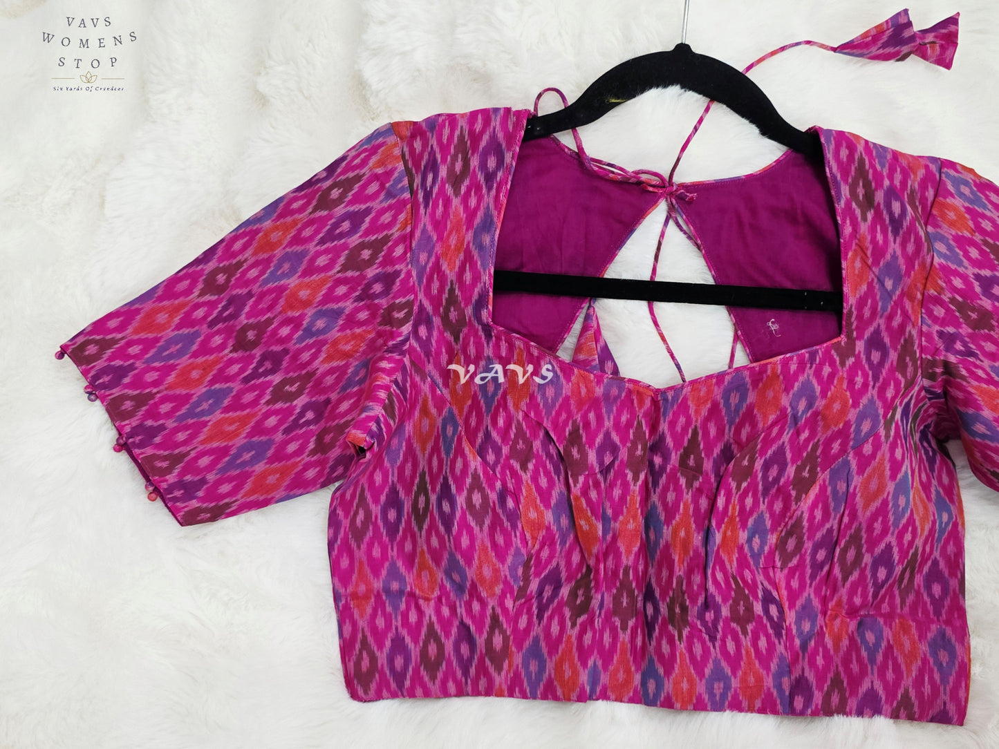 Royal Orchid Magenta & Amethyst Purple Pure Sico Pochampally Ikat Designer Blouse