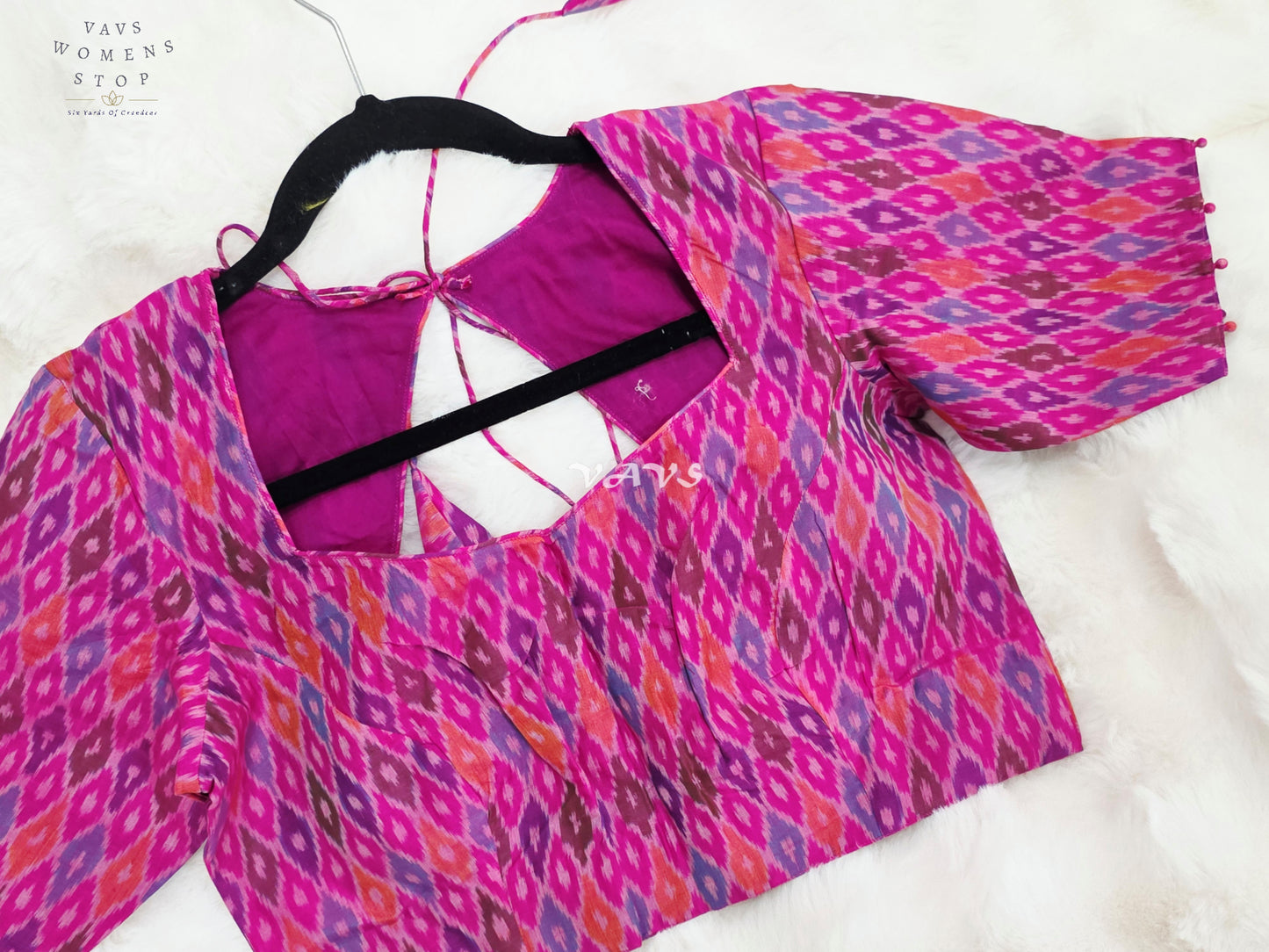 Royal Orchid Magenta & Amethyst Purple Pure Sico Pochampally Ikat Designer Blouse
