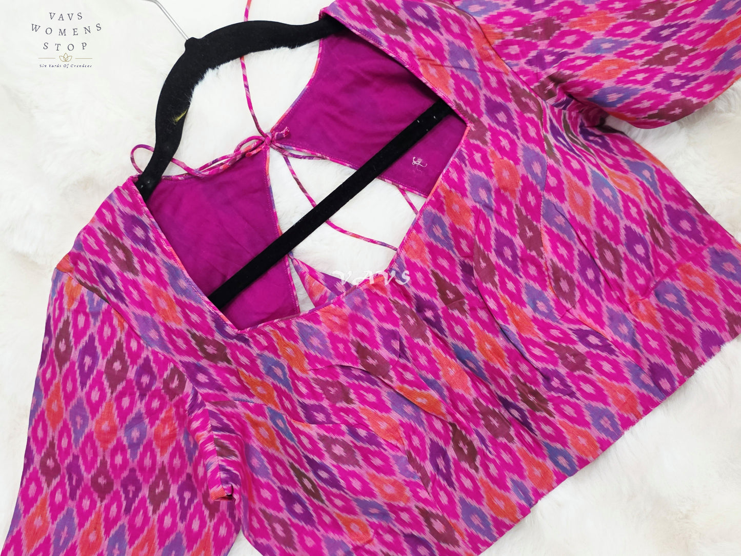 Royal Orchid Magenta & Amethyst Purple Pure Sico Pochampally Ikat Designer Blouse