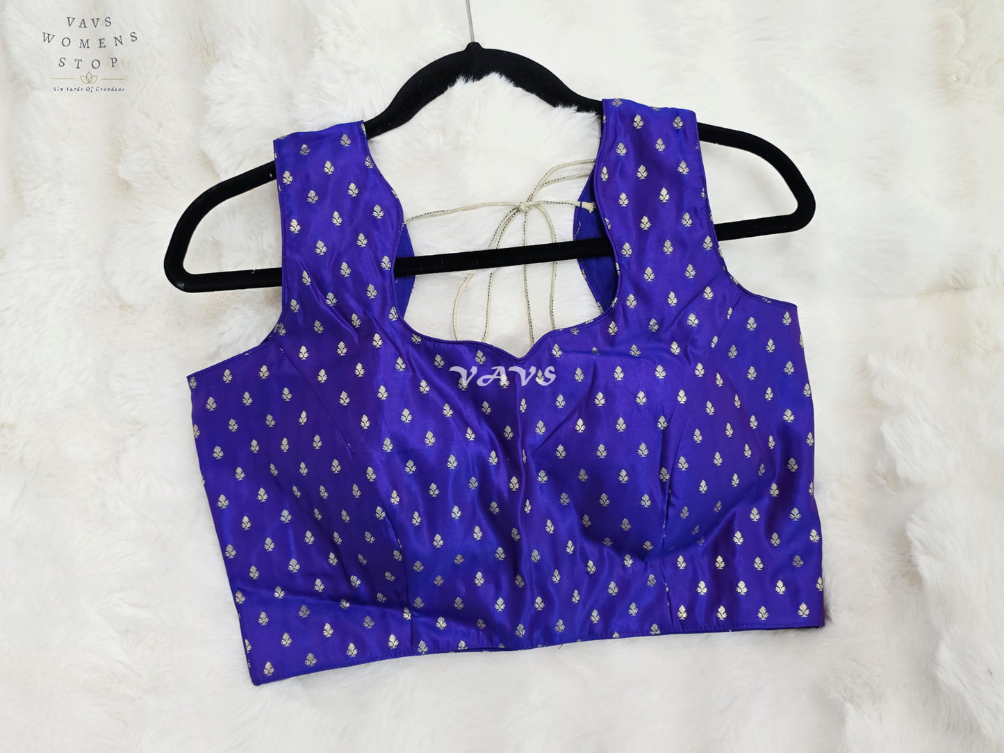 Royal Blue Violet Designer Benarasi Silver Butta Blouse