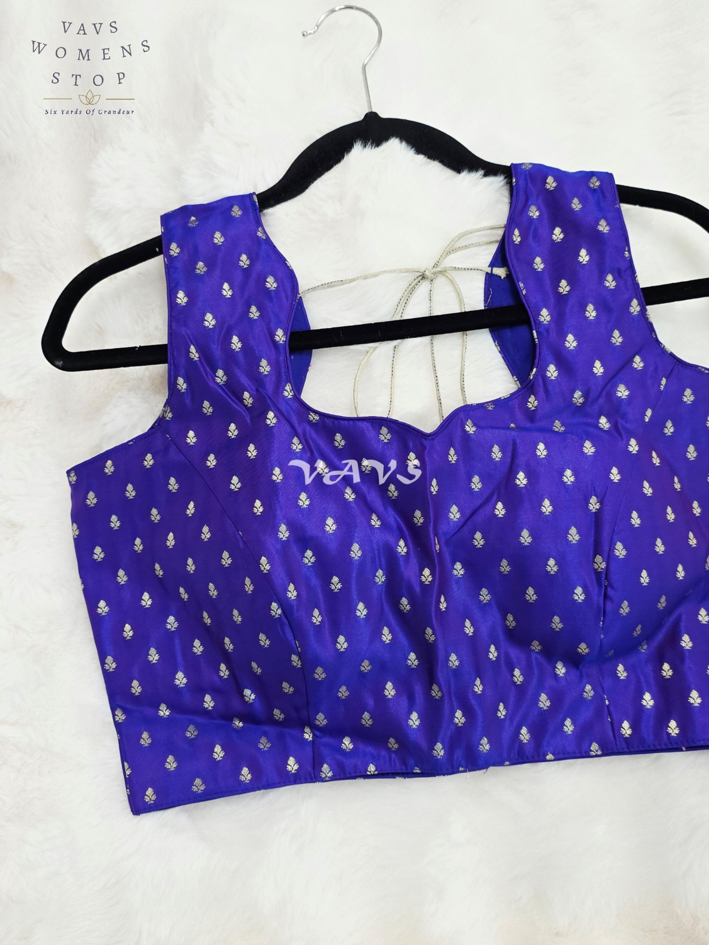 Royal Blue Violet Designer Benarasi Silver Butta Blouse