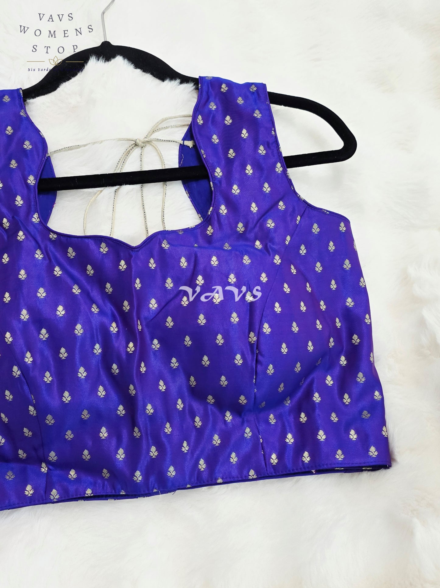 Royal Blue Violet Designer Benarasi Silver Butta Blouse