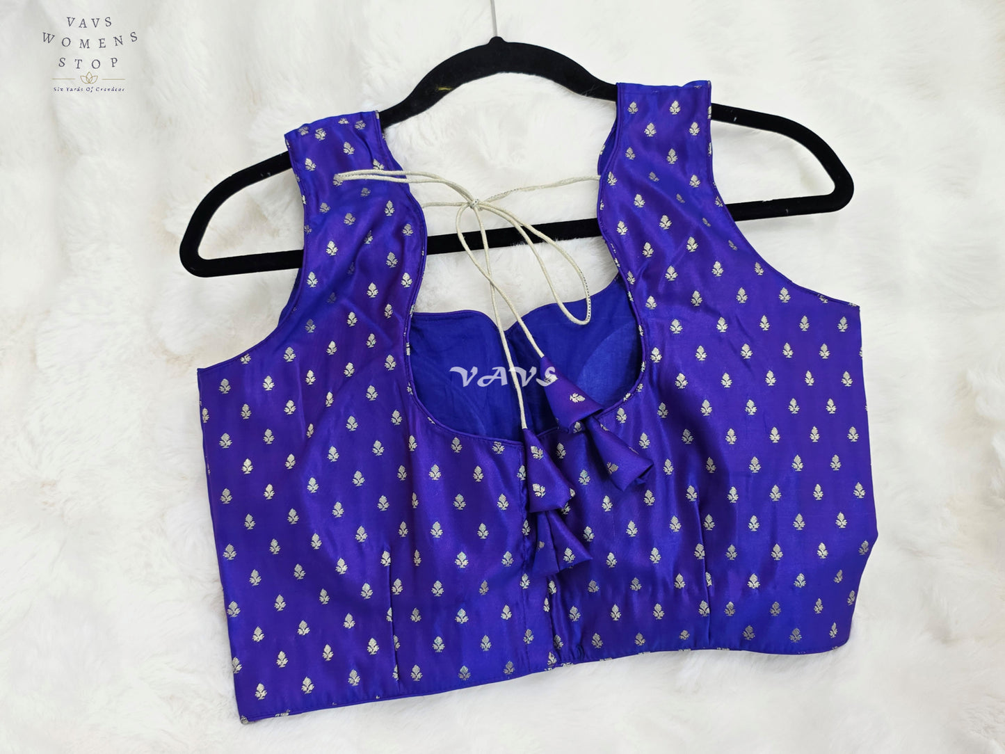 Royal Blue Violet Designer Benarasi Silver Butta Blouse