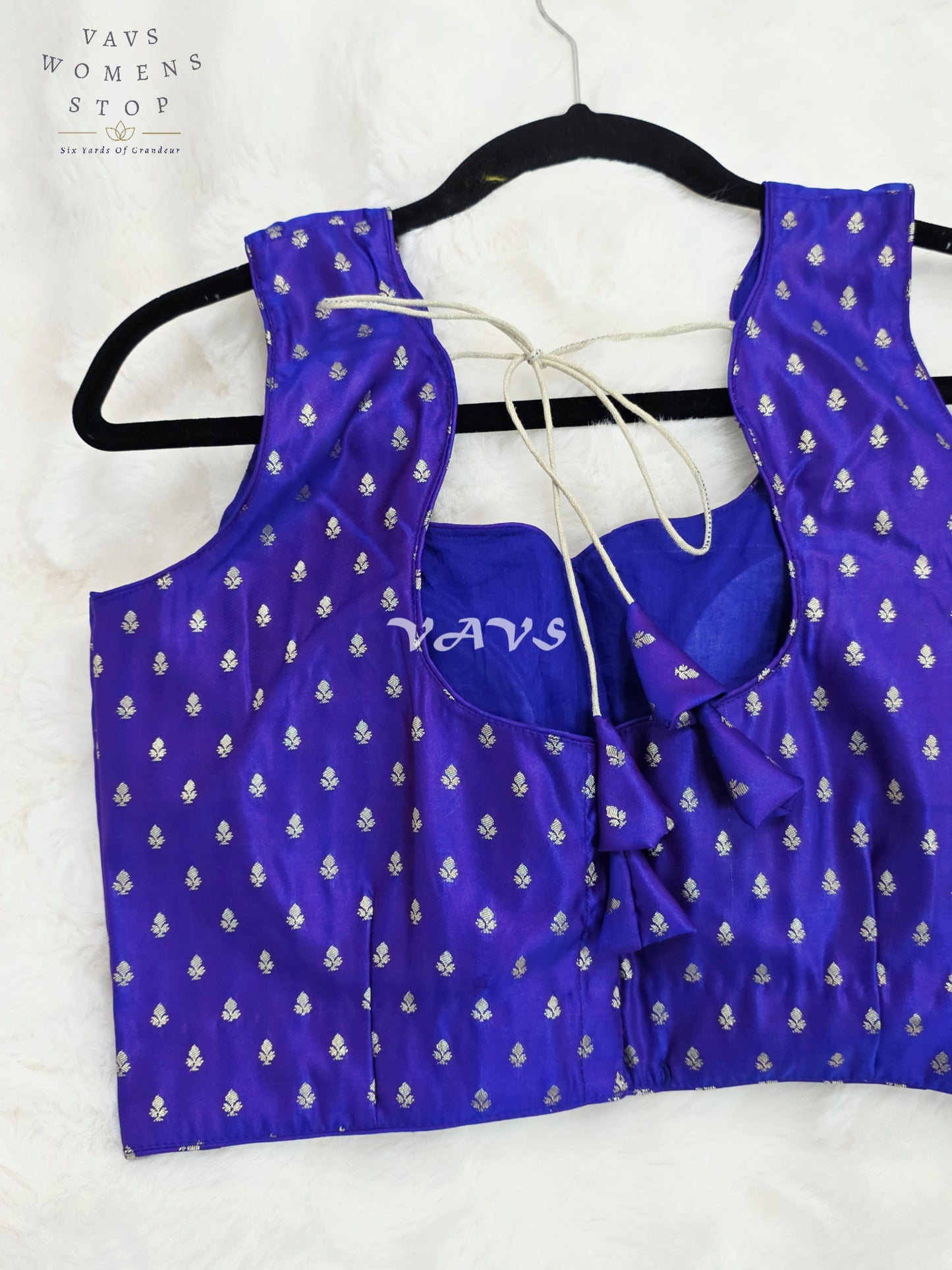 Royal Blue Violet Designer Benarasi Silver Butta Blouse
