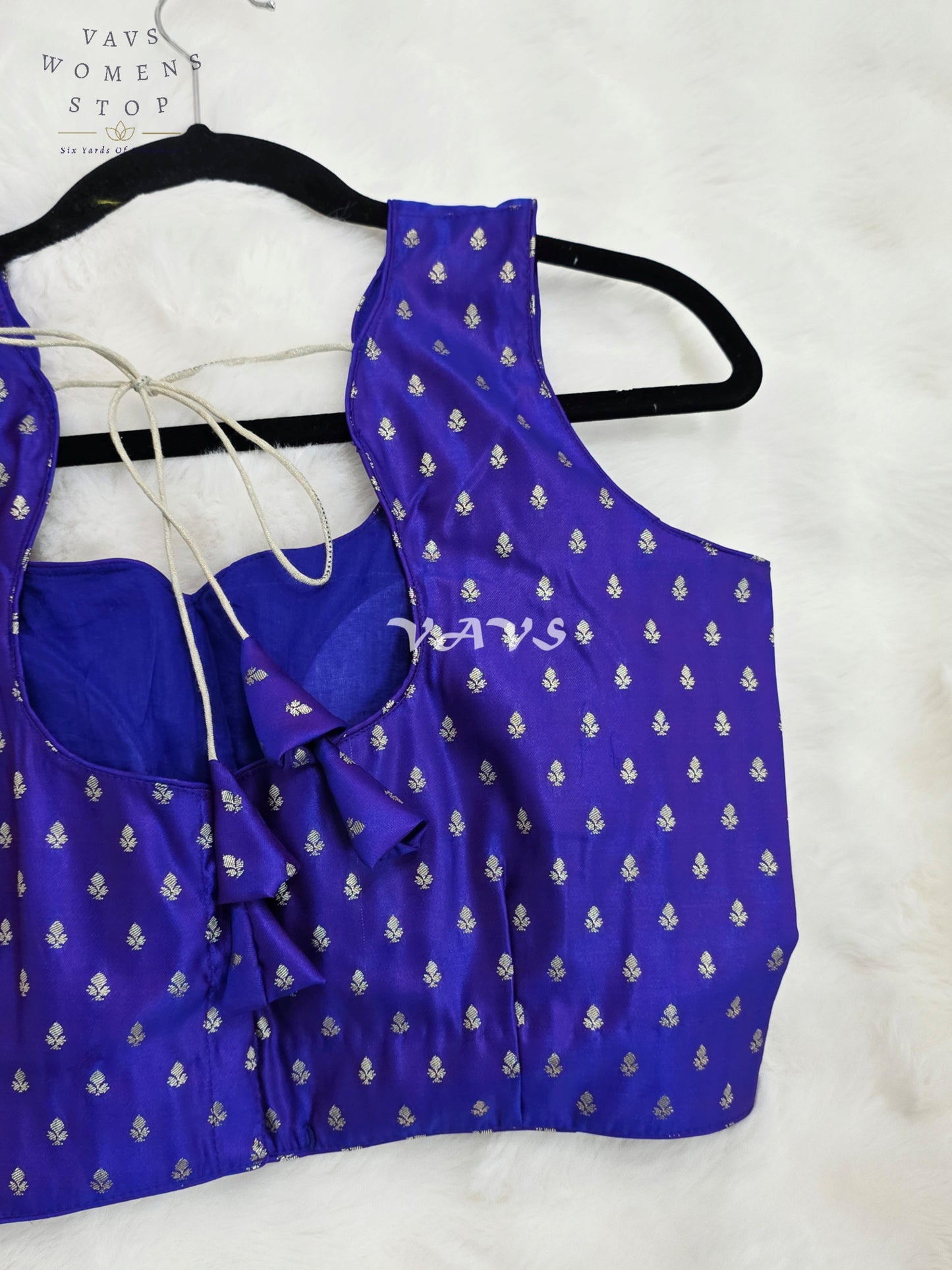 Royal Blue Violet Designer Benarasi Silver Butta Blouse