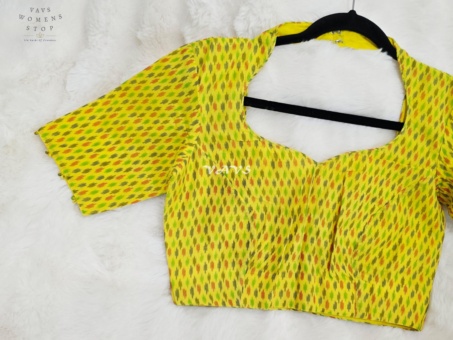 Royal Sunlit Marigold Yellow Pure Sico Pochampally Ikat Designer Blouse