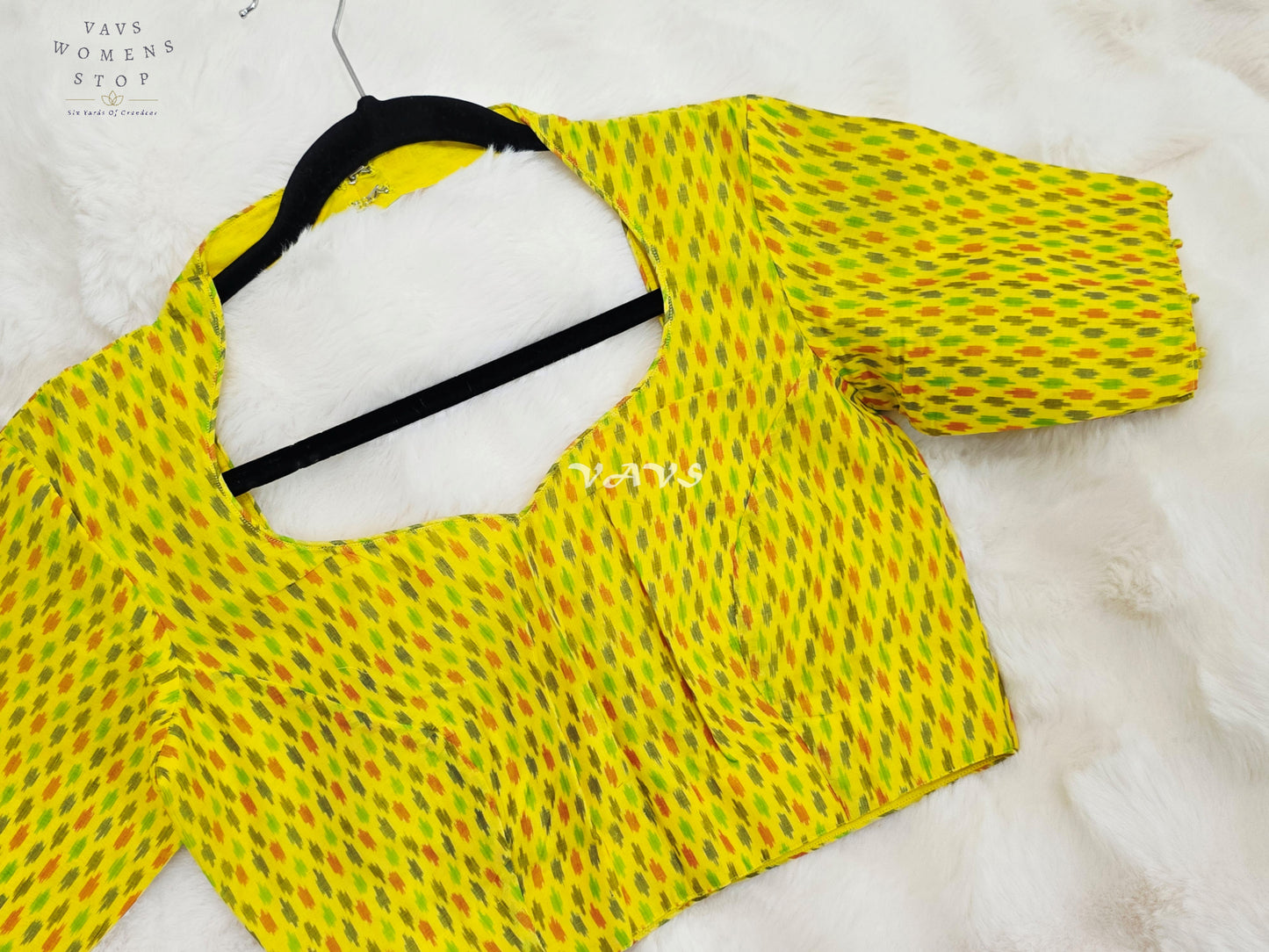 Royal Sunlit Marigold Yellow Pure Sico Pochampally Ikat Designer Blouse