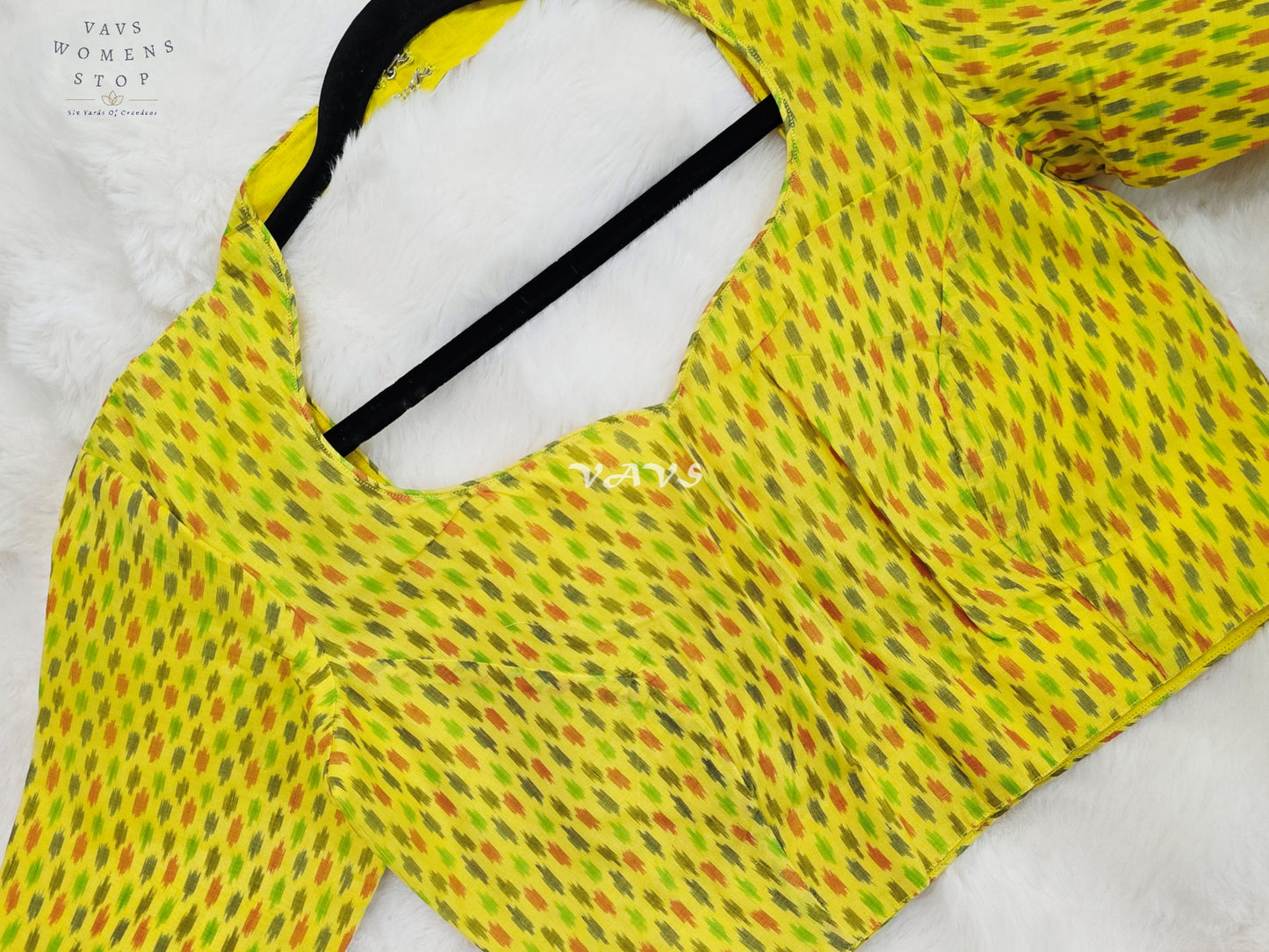 Royal Sunlit Marigold Yellow Pure Sico Pochampally Ikat Designer Blouse