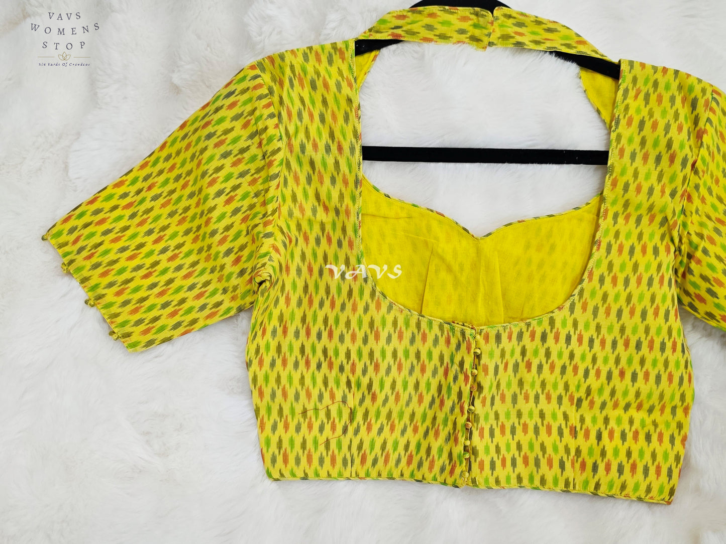 Royal Sunlit Marigold Yellow Pure Sico Pochampally Ikat Designer Blouse