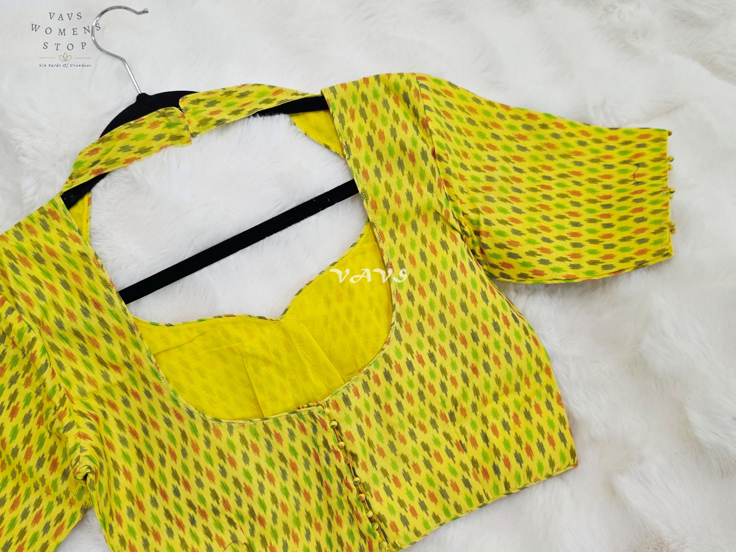 Royal Sunlit Marigold Yellow Pure Sico Pochampally Ikat Designer Blouse