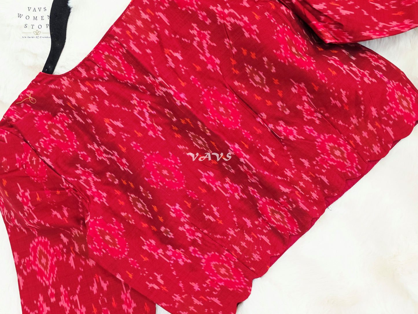 Royal Crimson Ruby & Deep Wine Pure Sico Pochampally Ikat Designer Blouse