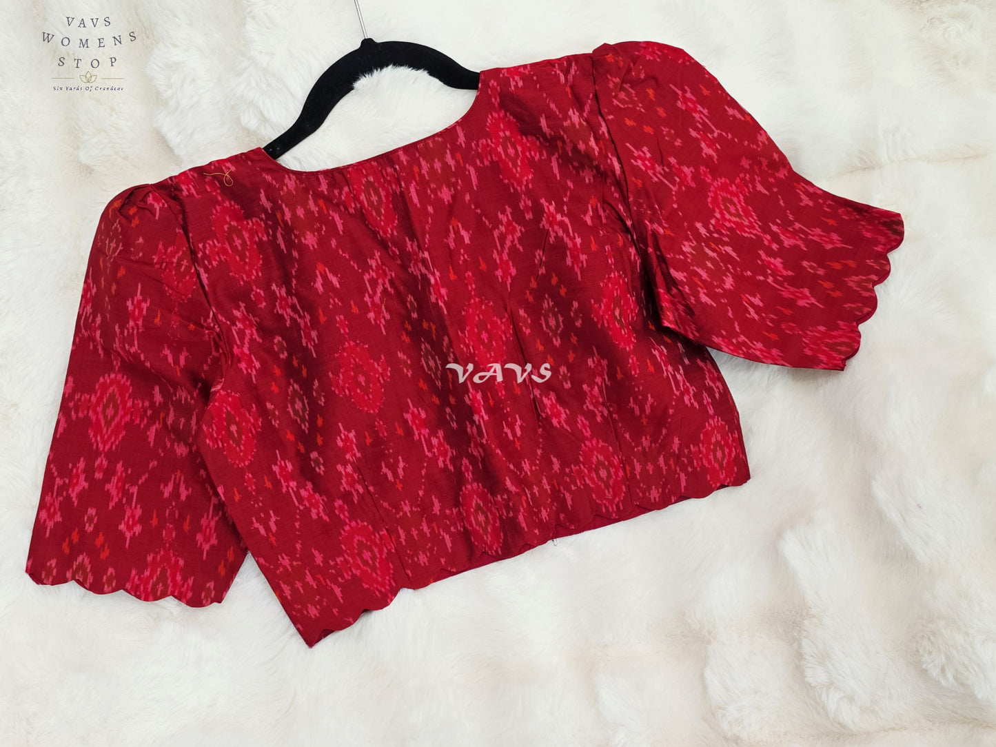 Royal Crimson Ruby & Deep Wine Pure Sico Pochampally Ikat Designer Blouse