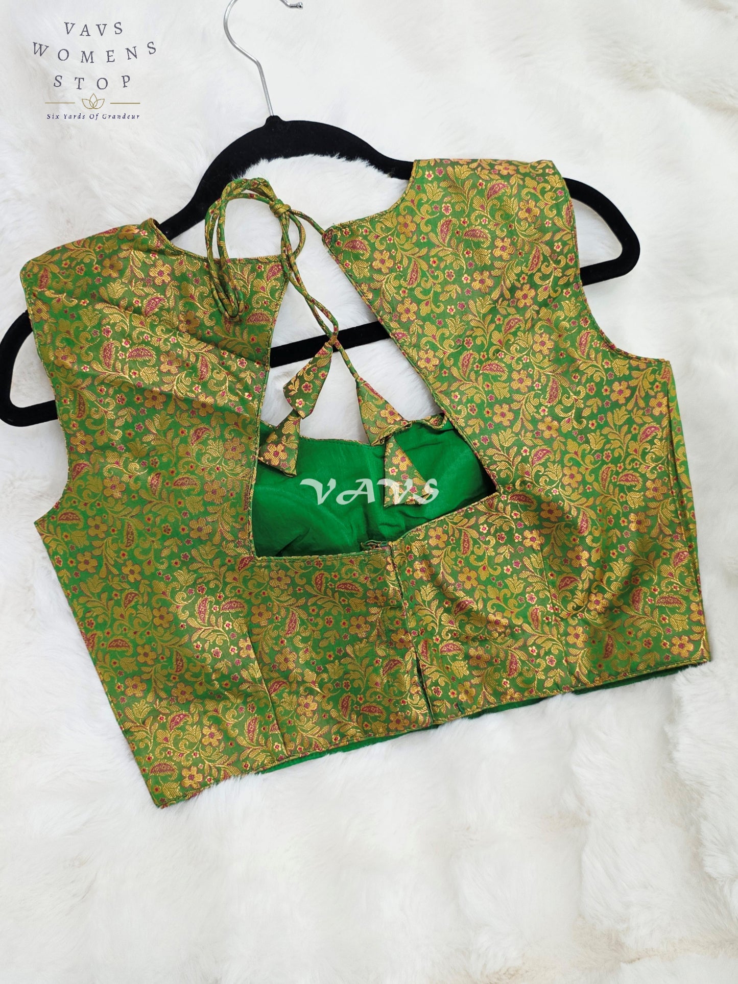 Royal Emerald Green Benarasi Brocade Designer Blouse with Antique Gold Floral Paisley Weave