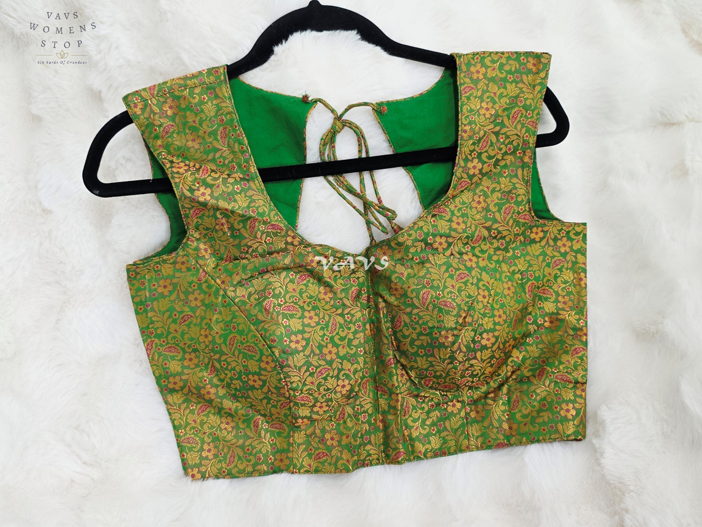 Royal Emerald Green Benarasi Brocade Designer Blouse with Antique Gold Floral Paisley Weave