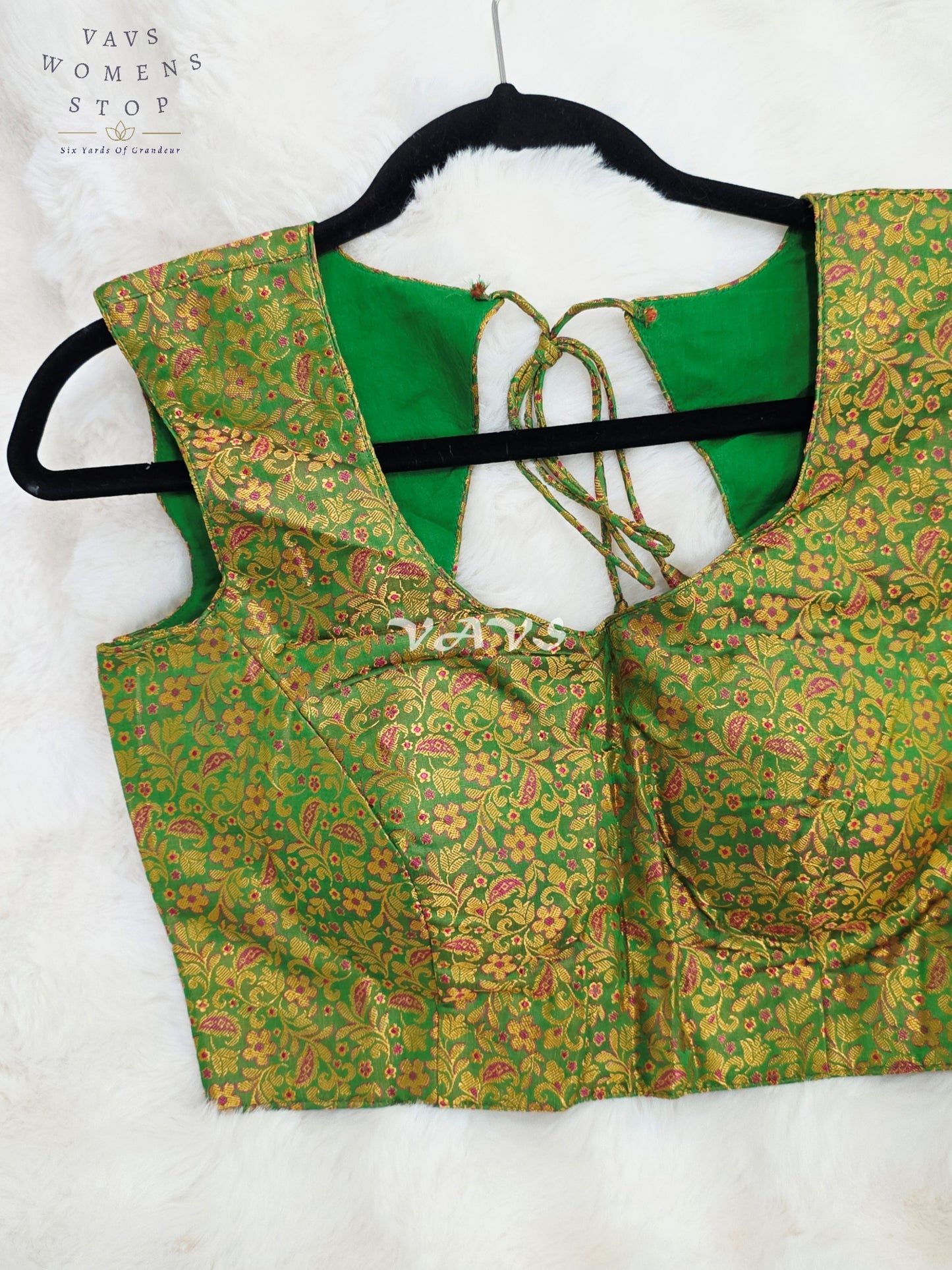 Royal Emerald Green Benarasi Brocade Designer Blouse with Antique Gold Floral Paisley Weave
