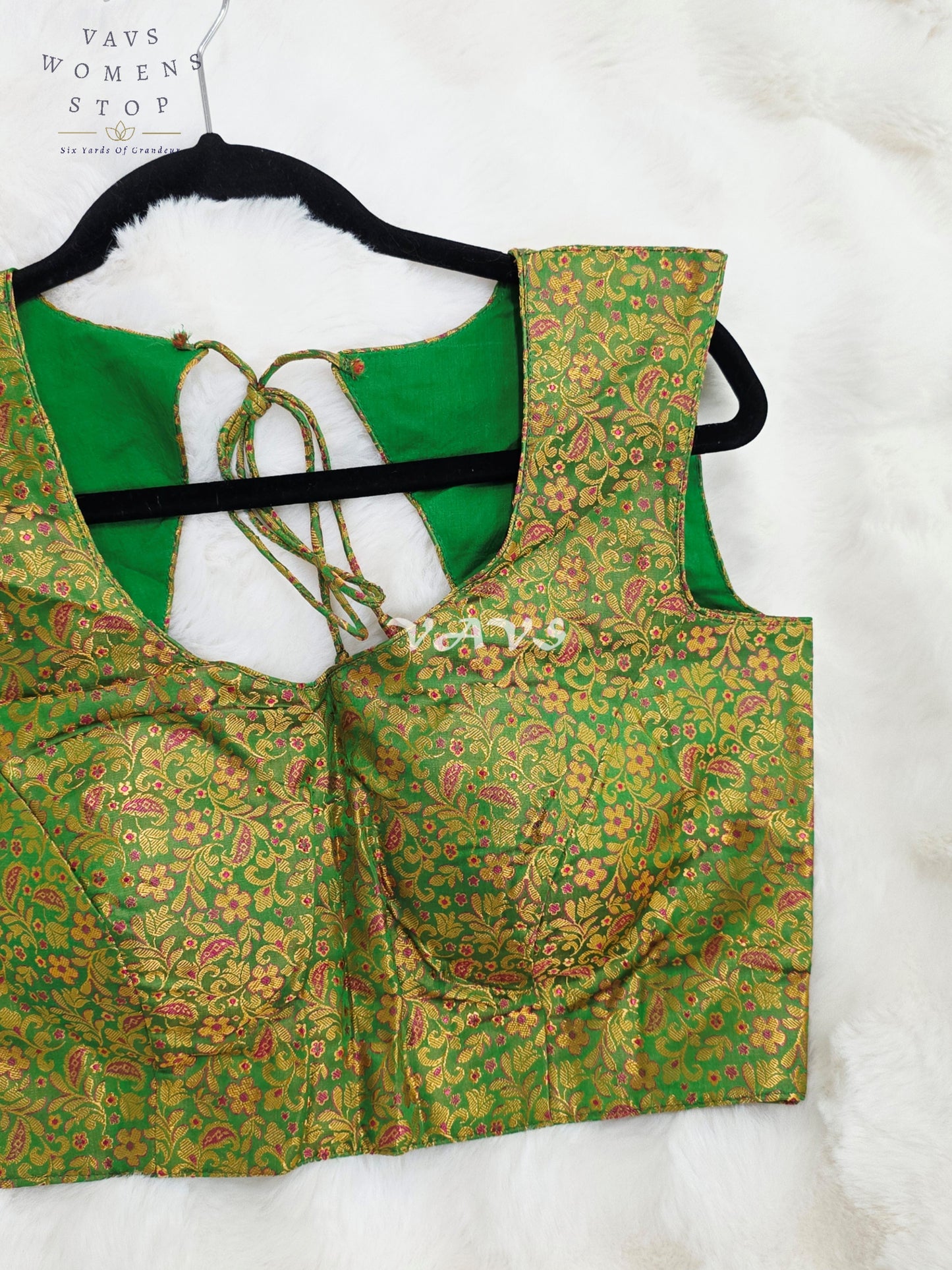 Royal Emerald Green Benarasi Brocade Designer Blouse with Antique Gold Floral Paisley Weave
