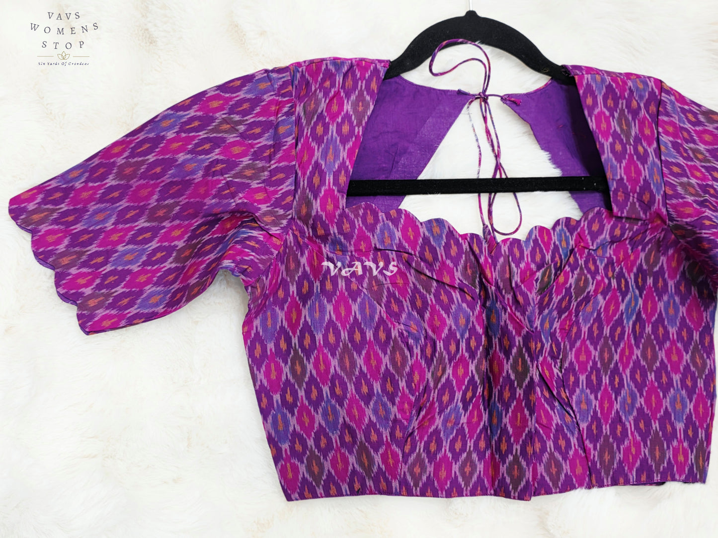 Royal Orchid Amethyst & Fuchsia Pink Pure Sico Pochampally Ikat Designer Blouse