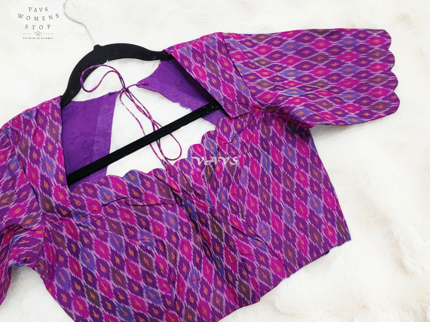 Royal Orchid Amethyst & Fuchsia Pink Pure Sico Pochampally Ikat Designer Blouse