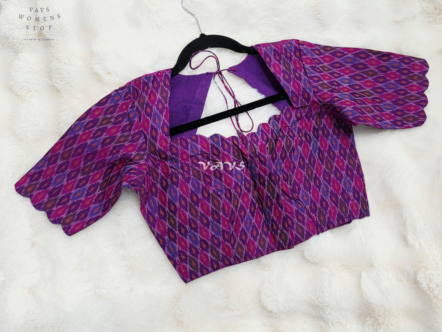 Royal Orchid Amethyst & Fuchsia Pink Pure Sico Pochampally Ikat Designer Blouse