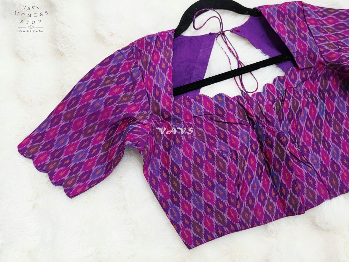 Royal Orchid Amethyst & Fuchsia Pink Pure Sico Pochampally Ikat Designer Blouse