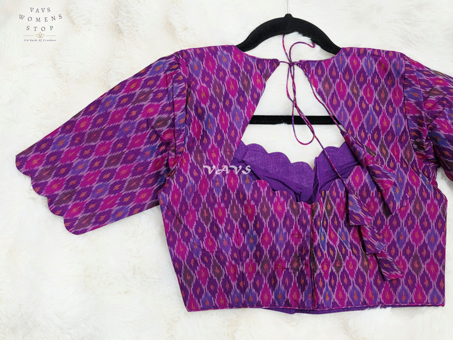 Royal Orchid Amethyst & Fuchsia Pink Pure Sico Pochampally Ikat Designer Blouse