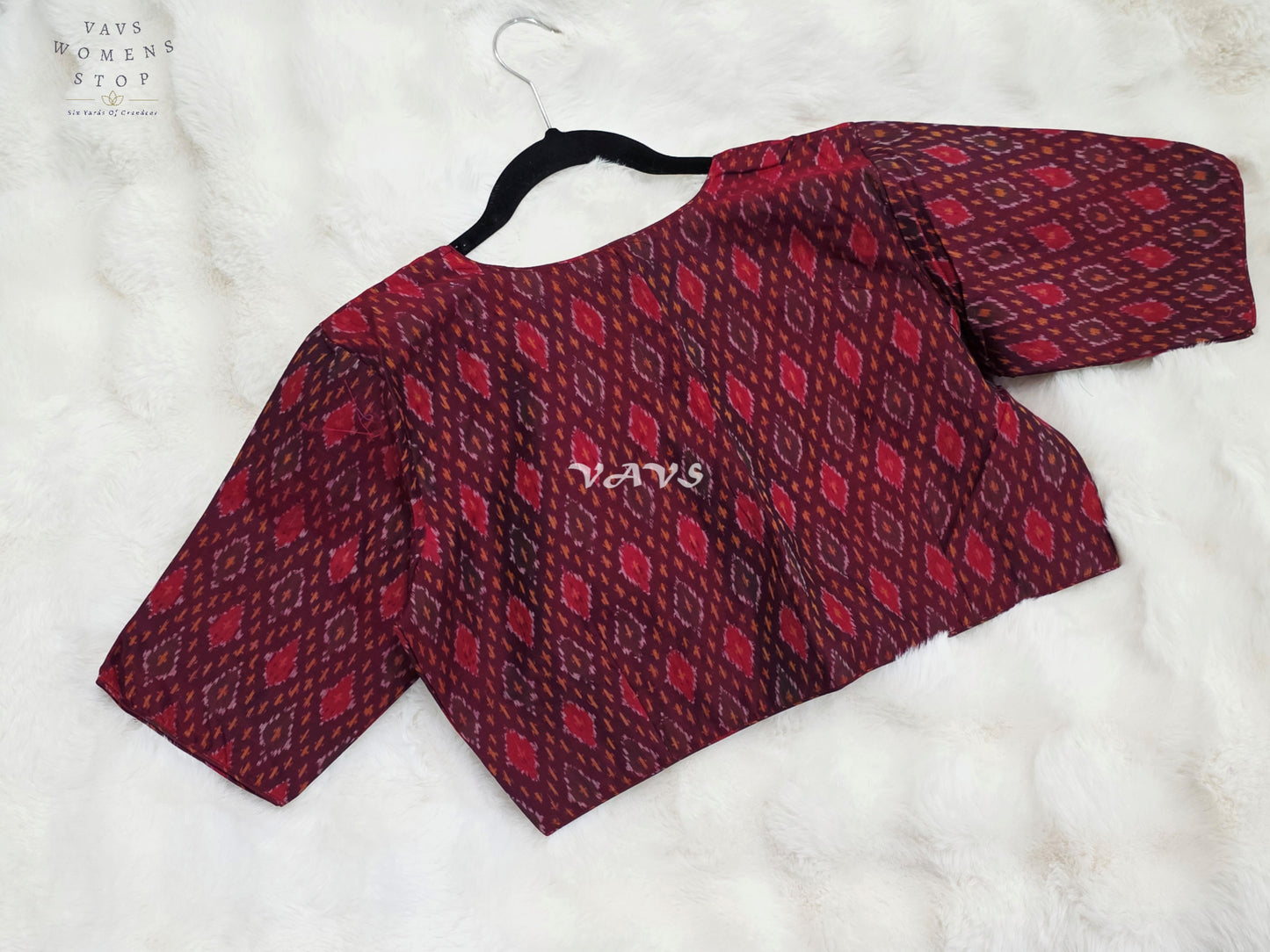Royal Mulberry Wine Pure Sico Pochampally Ikat Designer Blouse
