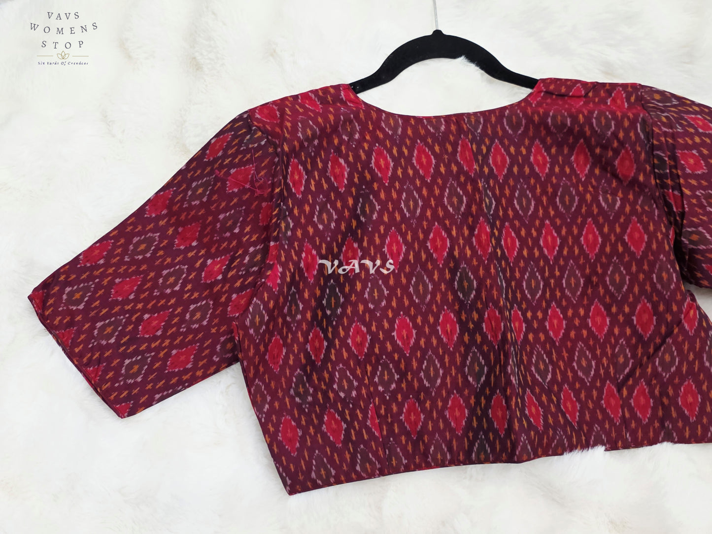 Royal Mulberry Wine Pure Sico Pochampally Ikat Designer Blouse