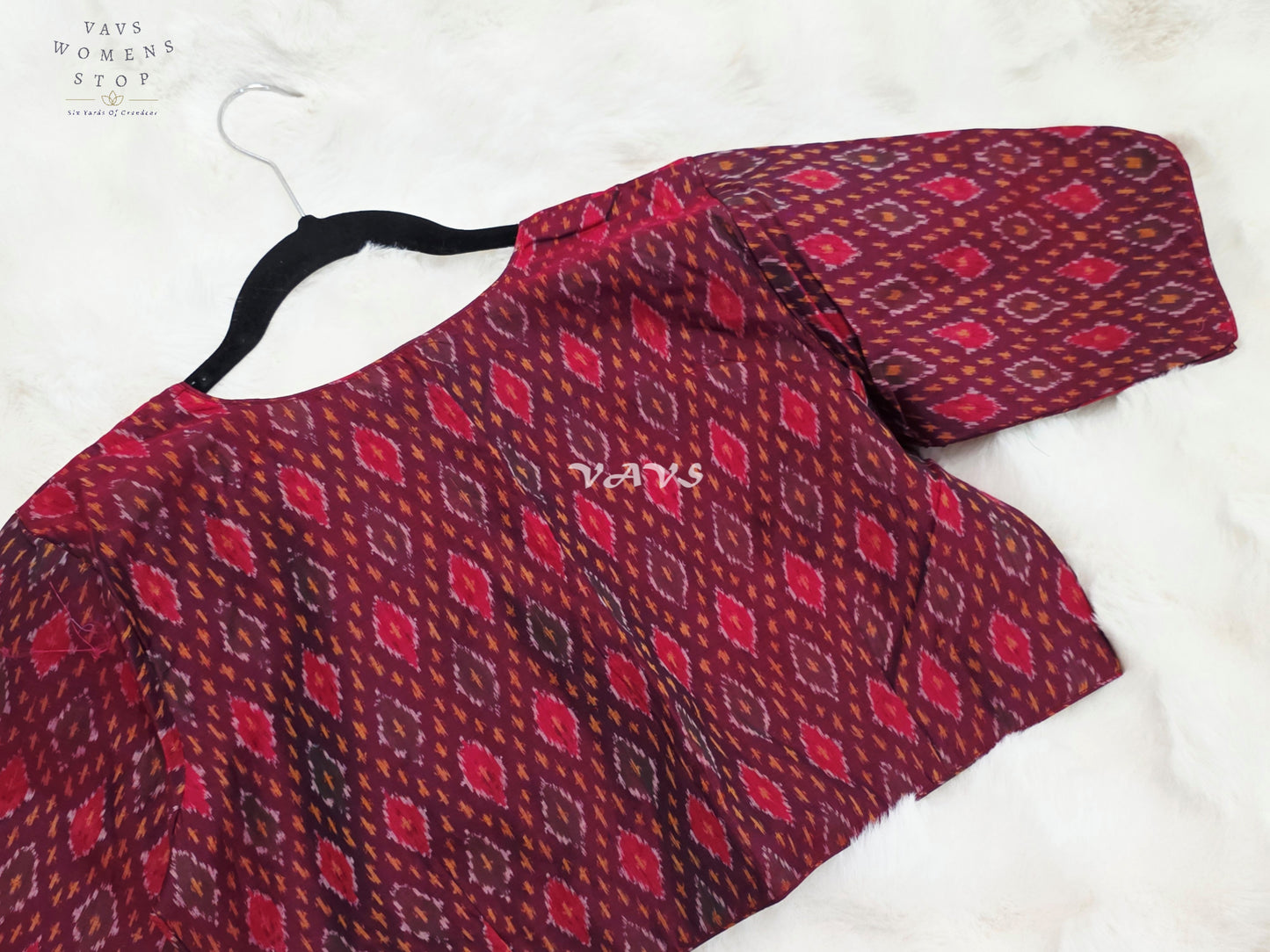 Royal Mulberry Wine Pure Sico Pochampally Ikat Designer Blouse