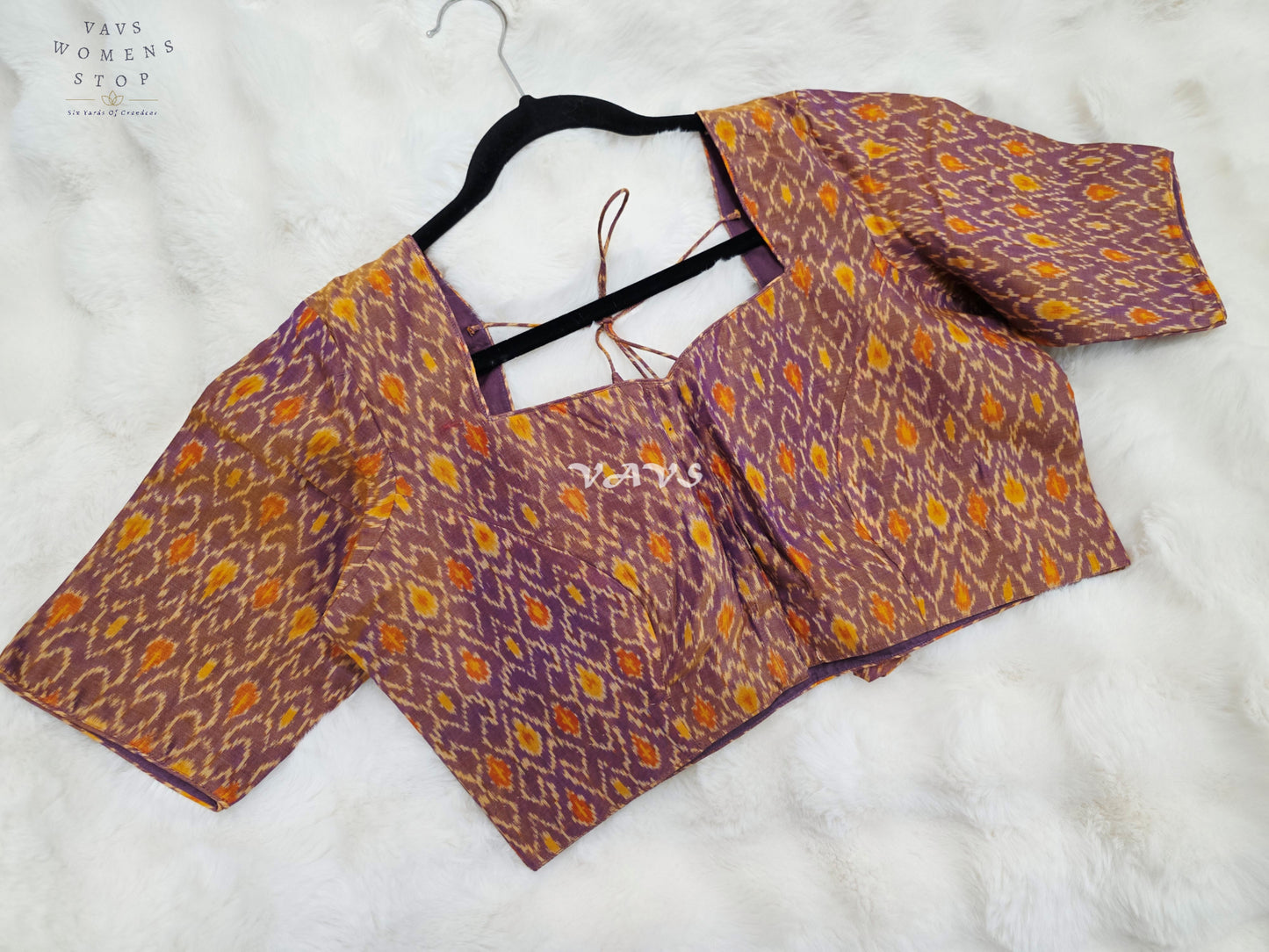 Royal Dusty Mauve & Marigold Gold Pure Sico Pochampally Ikat Designer Blouse